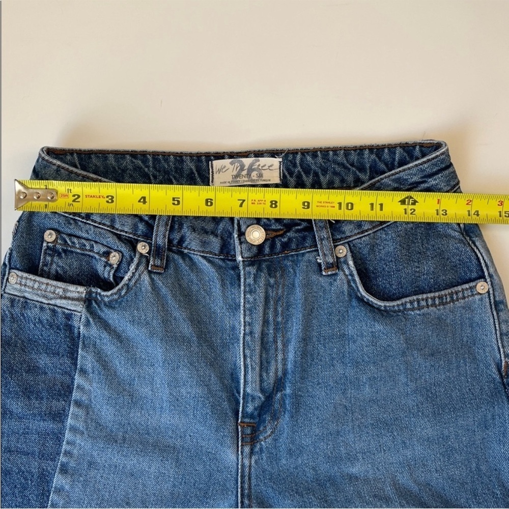 Free People High Rise Straight Leg Mom Jeans Patchwork Cotton Size 26 - Picture 11 of 14